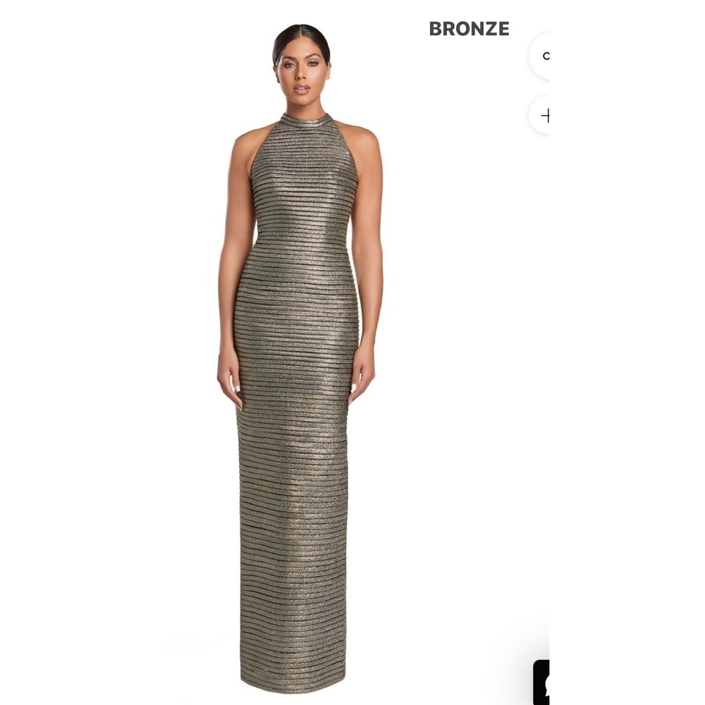 Alluring Halter Neckline Floor-length Dress Alexander by Daymor. Bronze/size 4